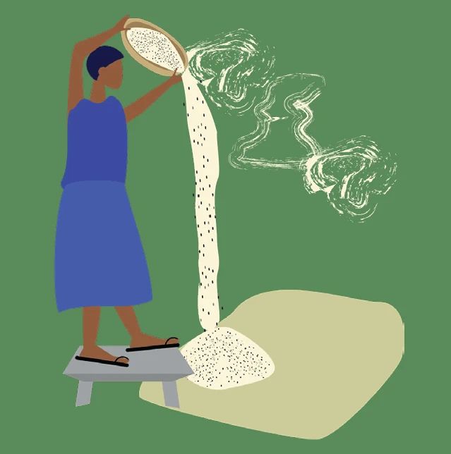 Remove dust by winnowing