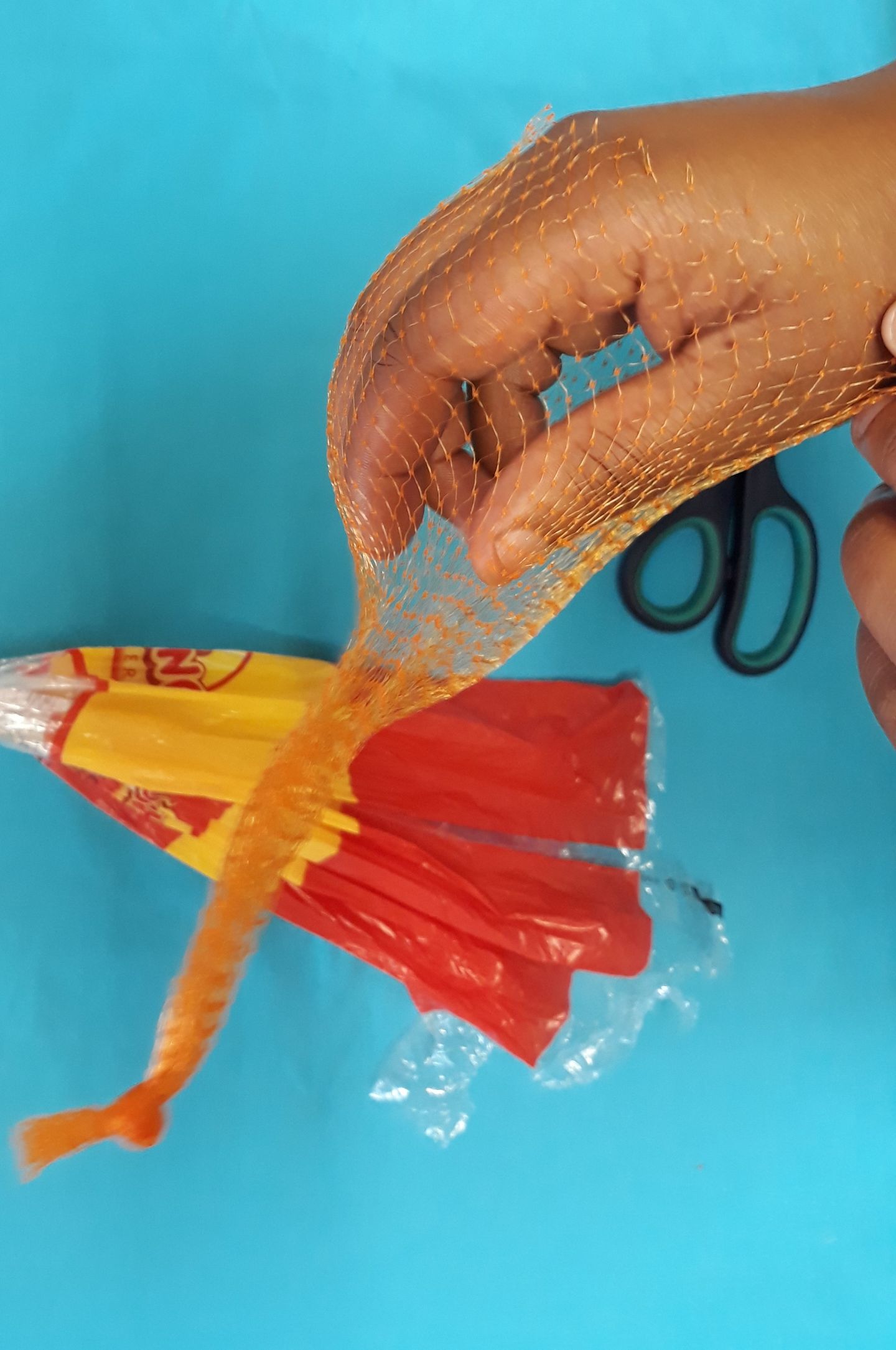 Turn your netlon bag inside out