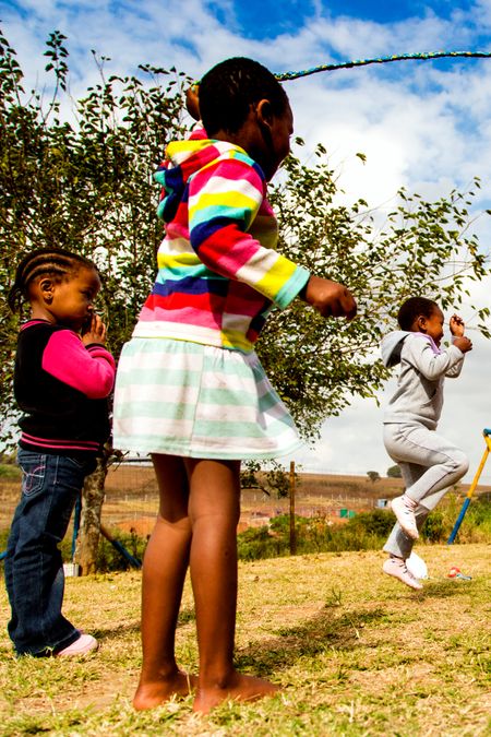 Children using skipping rope
