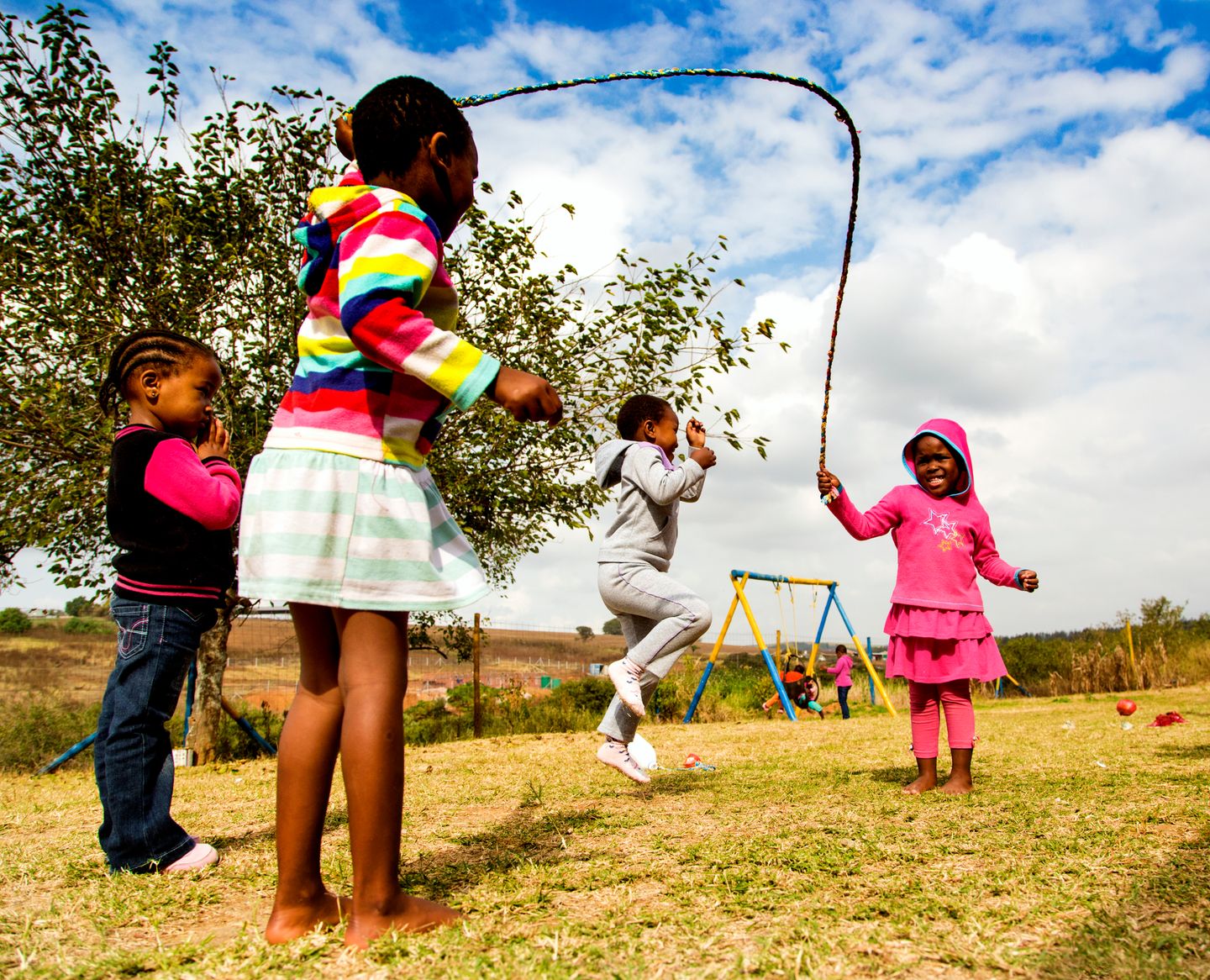 Children using skipping rope